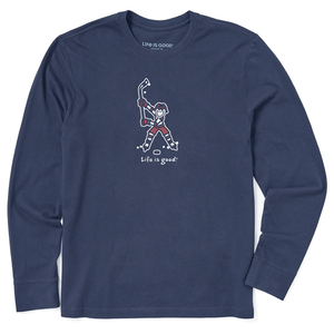 Life is Good. Men's Jake Hockey Swing Long Sleeve Crusher Tee, Darkest Blue