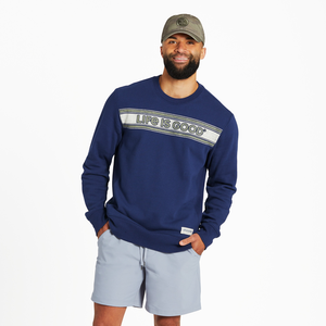 Men's LIG Stripes on Stripes Simply True Fleece Crew, Darkest Blue