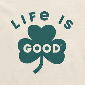 Life is Good. Men's Life is Good Bold Shamrock Crusher Tee, Putty White