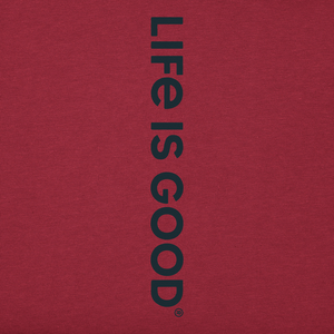 Life is Good. Men's Log On Campfire Long Sleeve Crusher-Lite, Cranberry Red