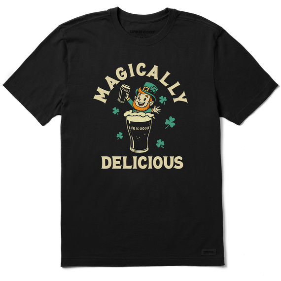 Life is Good. Men's Magically Delicious Leprechaun Beer 2025 Crusher Tee, Faded Black