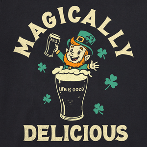 Life is Good. Men's Magically Delicious Leprechaun Beer 2025 Crusher Tee, Faded Black