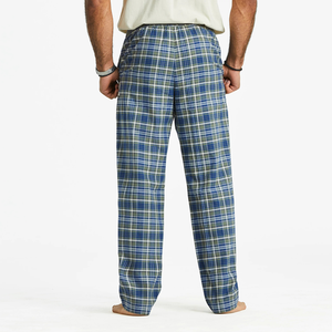 Life is Good. Men's Moss and Darkest Blue Plaid Pattern Classic Sleep Pant