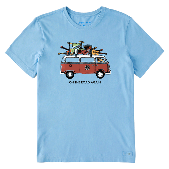 Life is Good. Men's On The Road Again Van Crusher Tee, Cool Blue