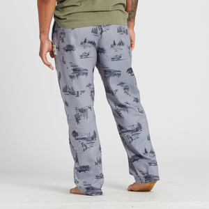 Life is Good. Men's Outdoor Fishing Landscape Pattern Classic Sleep Pant, Stone Blue