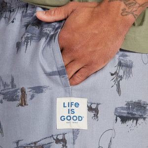 Life is Good. Men's Outdoor Fishing Landscape Pattern Classic Sleep Pant, Stone Blue