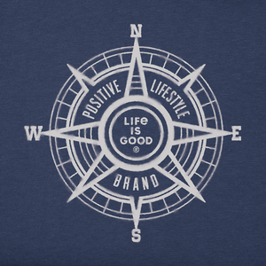 Life is Good. Men's Positive Compass Long Sleeve Crusher-LITE Tee, Darkest Blue