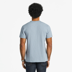 Life is Good. Men's Positive Compass Textured Slub Tee, Stone Blue