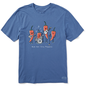 Life is Good. Men's Red Hot Silly Peppers Crusher-LITE Tee, Vintage Blue