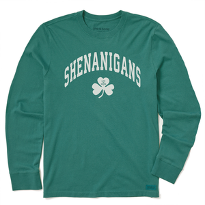 Life is Good. Men's Shenanigans Arch Long Sleeve Crusher Tee, Spruce Green