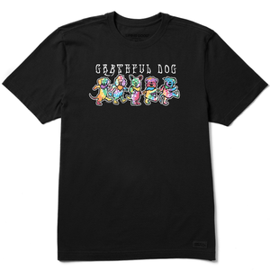 Life is Good. Men's Tie Dye Grateful Dog Crusher-LITE Tee, Faded Black