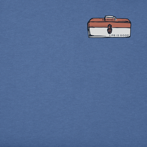 Life is Good. Men's Tools of the Trade Fishing Crusher Tee, Vintage Blue