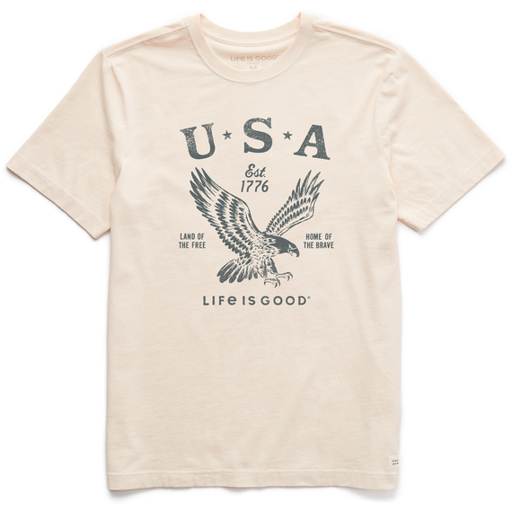 Life is Good. Men's USA 1776 Eagle Short Sleeve Tee, Putty White