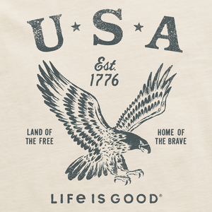 Life is Good. Men's USA 1776 Eagle Short Sleeve Tee, Putty White