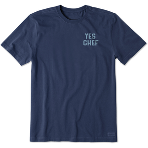 Life is Good. Men's Yes Chef Crusher Tee, Darkest Blue