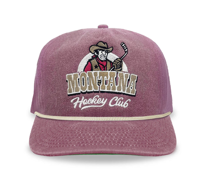 Celly Hockey. Montana Hockey Club Snapback in Washed Maroon