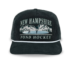 Celly Hockey. New Hampshire Pond Hockey Snapback in Charcoal Corduroy