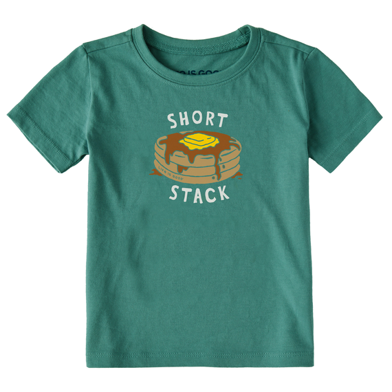 Life is Good. Toddler Naive Short Stack Crusher Tee, Spruce Green