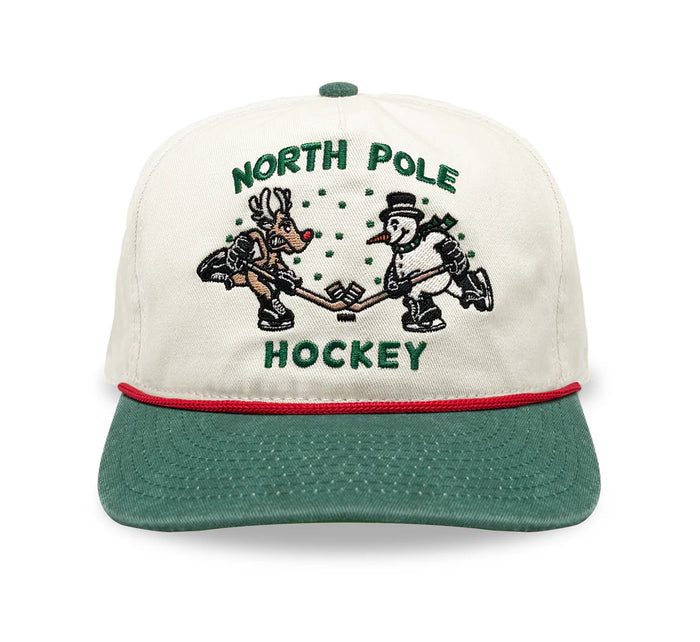 Celly Hockey. North Pole Face-Off Snapback in Cream/Green