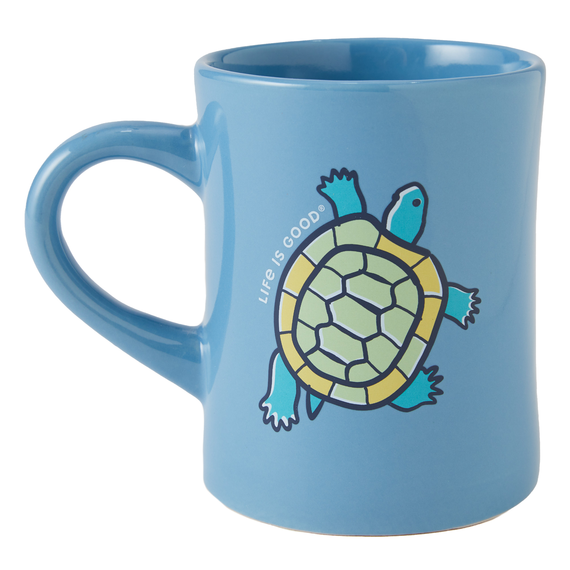 Life is Good. Peace Turtles Diner Mug, Cool Blue