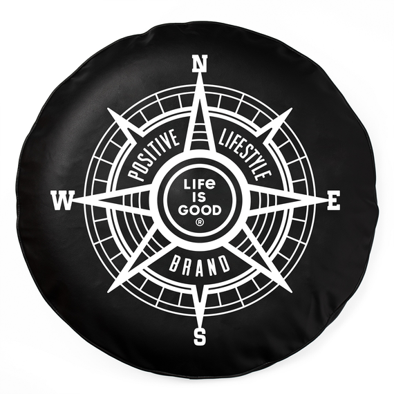 Life is Good. Positive Compass Tire Cover, Jet Black