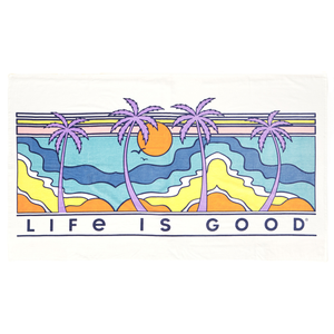 Life is Good. Retro Palm Beach Towel, Cloud White