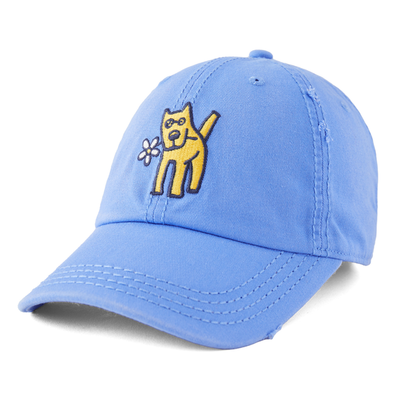 Life is Good. Rocket Kindness is Free Sunwashed Chill Cap, Cornflower Blue