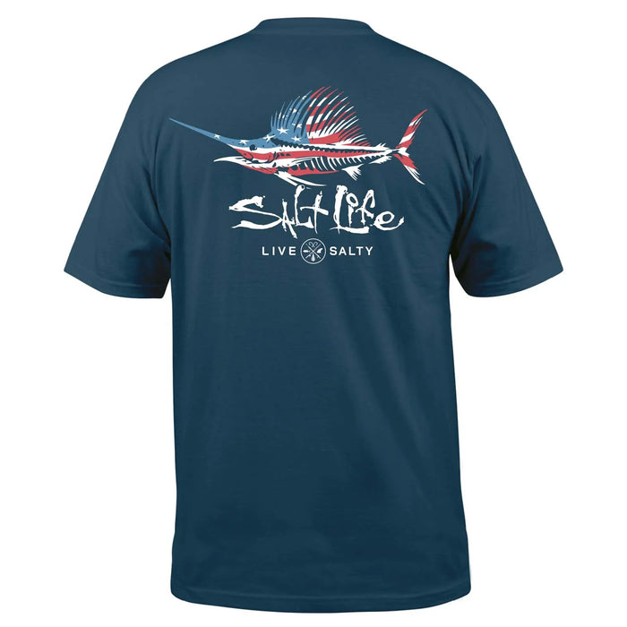 Salt Life. Men's Sailfish N' Bones Short Sleeve Tee, Washed Navy
