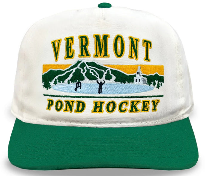 Celly Hockey. Vermont Pond Hockey Snapback in Cream