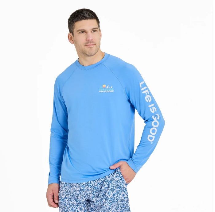 Life is Good. Men's Sunset Sail Long Sleeve Rashguard, Watertown