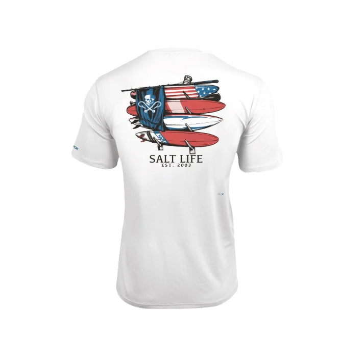 Salt Life. Men's American Quiver SLX Performance Shirt, White