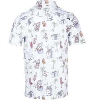 Salt Life. Men's Poke Night Woven Short Sleeve Shirt, Off White