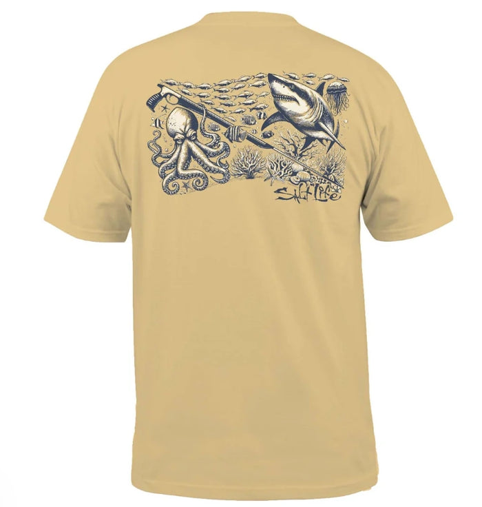 Salt Life. Men's Underwater Diving Short Sleeve Shirt, Golden Haze