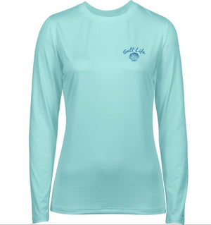 Salt Life. Women's By The Seashore Long Sleeve SLX Crew Neck, Aruba Heather