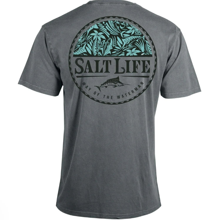 Salt Life. Men's Mahi Tribe Badge Short Sleeve Shirt, Storm