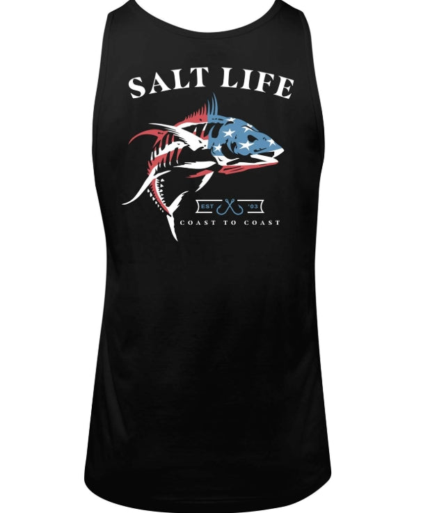 Salt Life. Men's United We Fish Tank Top, Black