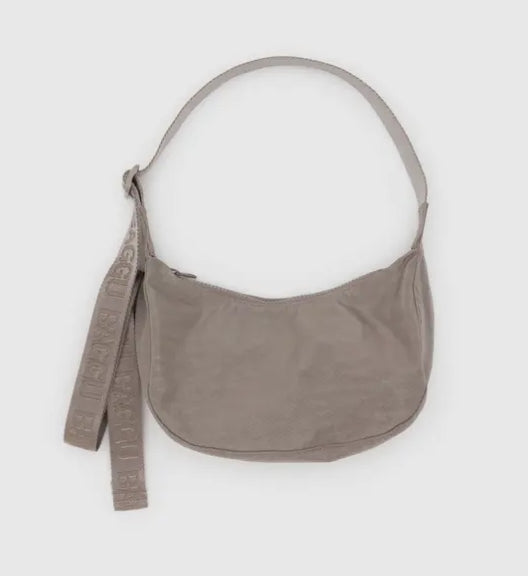 BAGGU. Small Nylon Crescent Bag in Dove