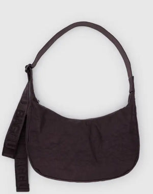 BAGGU. Medium Nylon Crescent Bag, Chocolate Plum