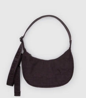 BAGGU. Small Nylon Crescent Bag, Chocolate Plum