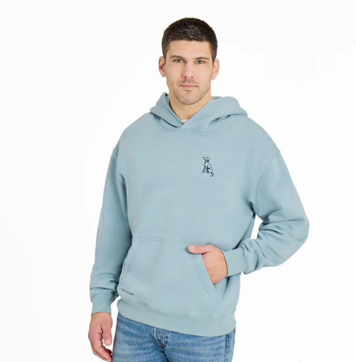 Life is Good. Men's Simple Dog Good Vibes Fleece Hoodie, Smoky Blue