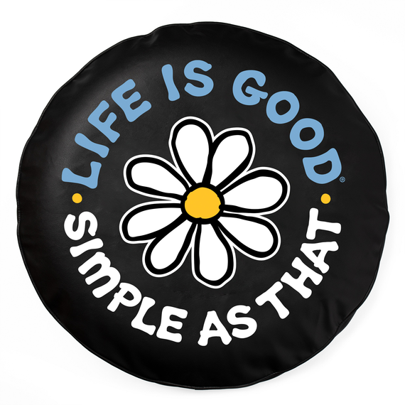 Life is Good. Simple as That Daisy Tire Cover, Jet Black