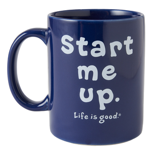 Life is Good. Start Me Up Coffee Jake's Mug, Darkest Blue