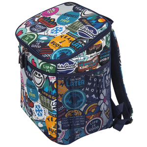 Life is Good. Sticker Print 30-Can Backpack Cooler