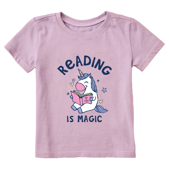 Life is Good. Toddler Naive Reading is Magic Unicorn Crusher Tee, Violet Purple