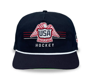Celly Hockey. USA Hockey Vintage Logo Snapback in Navy