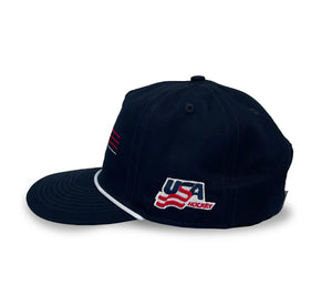 Celly Hockey. USA Hockey Vintage Logo Snapback in Navy