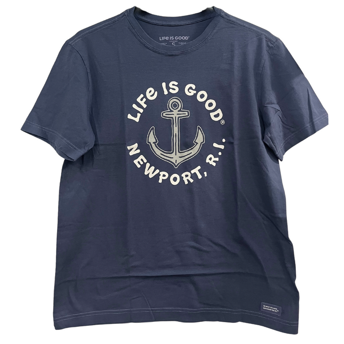Life is Good. Men's Newport Anchor Crusher Tee, Darkest Blue