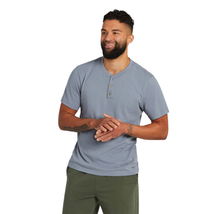 Life is Good. Men's Crusher-Lite Henley, Stone Blue