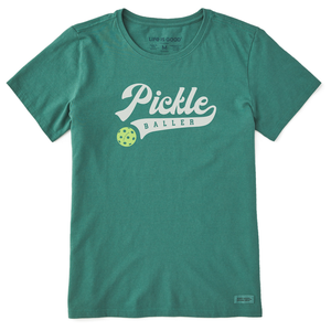 Life is Good. Women's Athletic Pickle Baller Crusher Tee, Spruce Green