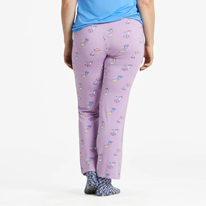 Life is Good. Women's Beach Life Pattern Lightweight Sleep Pant, Violet Purple